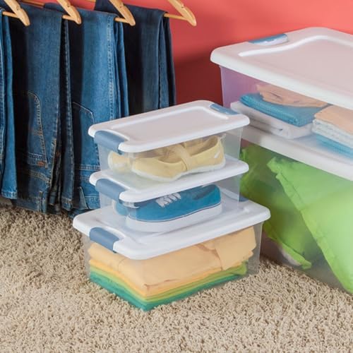 Sterilite 48-Pack Latching Box, Under Bed Storage Bins with Lids, Clear Plastic, 6 Quart - Heavy-Duty Organizing Containers for Closet, Bathroom, and Office - Image 5