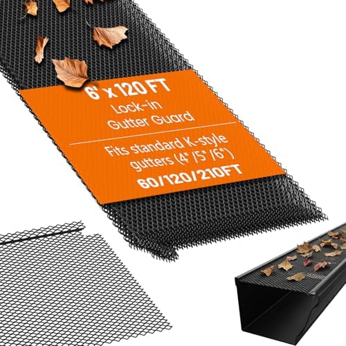 120 ft Gutter Guard (40 Pack) - Universal Fit for 4, 5, 6 Inch K-Style - Black Coated Steel Micro Mesh - Snap-In Interlocking Leaf Filters - Durable Rain Gutter Screens for Debris by ZONEGRACE