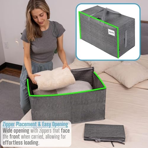 VENO 10 Pack Extra Large Heavy Duty Moving Bags with Wide Opening & Reinforced Handles, Reusable Storage Tote Bags with Strong Zippers for Clothes, College Dorm Essentials & Moving Supplies - Image 2