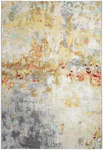 Liora Manne Marina Indoor/Outdoor Power Loomed Synthetic Blend Low Profile Area Rug - Contemporary Graphic Casual Colorful (Abstract Multi) (4'10" x 7'6") - Image 3
