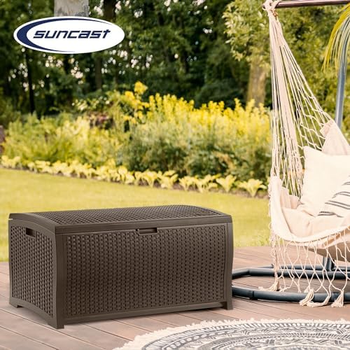 Suncast 73 Gallon Waterproof Resin Wicker Outdoor Patio Storage Deck Box, 3 Pack - Image 5