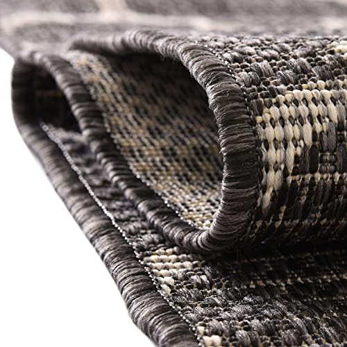 Unique Loom Outdoor Trellis Collection Area Rug - Trellis (Round 13' 0" x 13' 0", Black/ Ivory) - Image 5