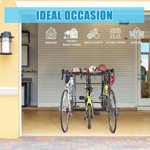 Mythinglogic 3-Bike Garage Storage Rack with Ball Basket and Hooks - Image 5