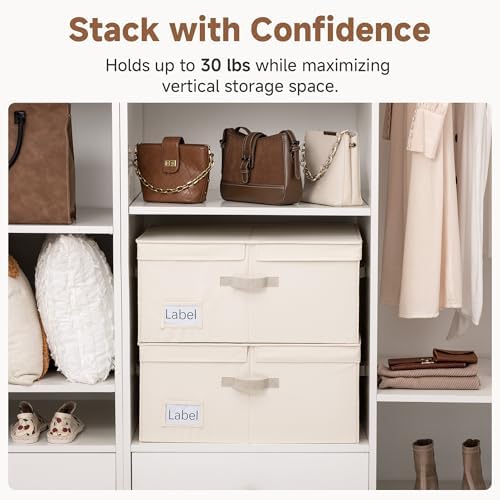 StorageWorks Large Decorative Storage Boxes with Lids, Cream White - Image 4