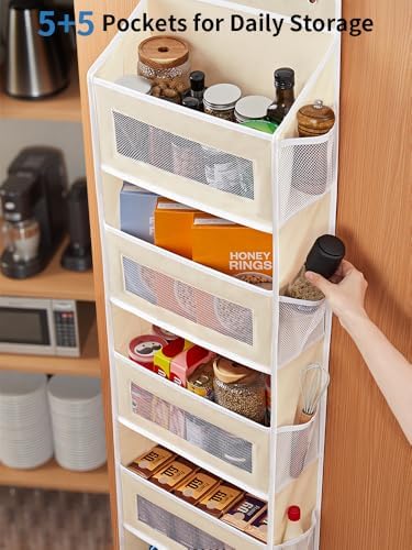 JARLINK Over the Door Organizer for Pantry, Bathroom, 5 Shelf Beige, 2 Pack - Image 5