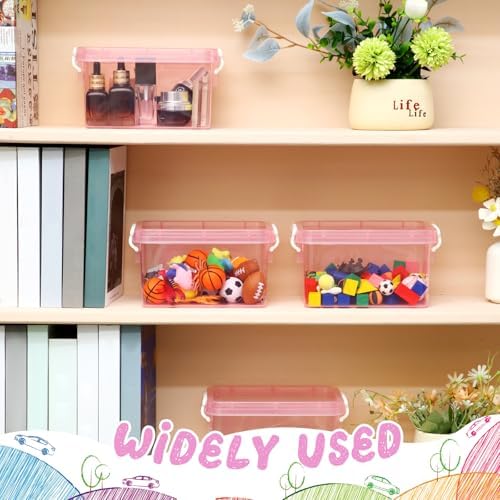 Wenqik 6 Pack Colorful Plastic Storage Bins with Lids, Pink - Image 5