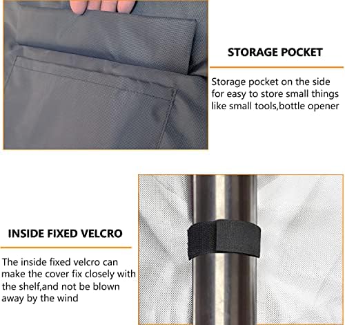 Waterproof Shelf Cover,600D Heavy Duty Dustproof Storage Wire Rack Covers,Outdoor Shelving Covers for Wire Shelves with Zipper 30''x14''x62'',Grey. - Image 7