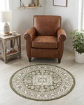 Rugs.com - Outdoor Aztec Rug – 3 Ft Round Green Washable Indoor/Outdoor Rug – Perfect for Patios, Decks, and Porches by Rugscom