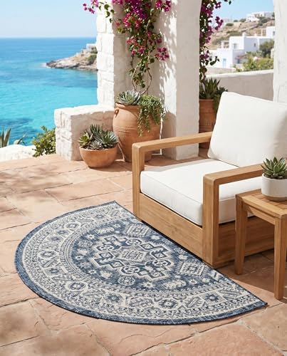 Rugs.com Outdoor Aztec Collection Rug – 2x4 Hearth Blue Flatweave-Pile Rug Perfect for Living Rooms, Large Dining Rooms, Open Floorplans - Image 5