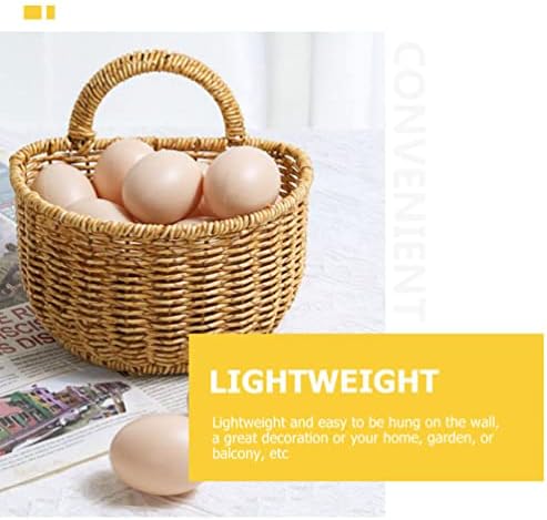 Cabilock Hanging Basket Hand Woven Imitation Rattan Wall Basket Storage for Kitchen Sundries Fruit Vegetable Bread Home Dorm Balcony Decor 7.08 X 5.90 X 5.11 in - Image 5