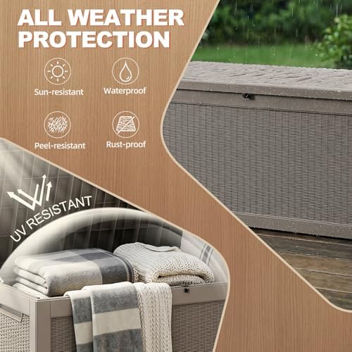 EFU Outdoor Storage Box 360 Gallon Deck Box, Waterproof Resin, Grey - Image 2