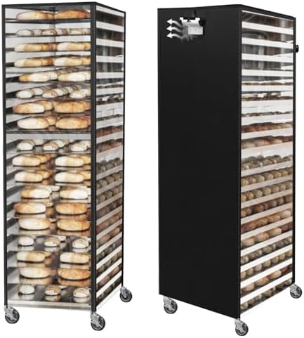 Commercial Bread Rack Cover Speed Rack Cover with Zipper, 20tier Sheet Pan Rack Cover Bun Pan Rack Cover with Vents ，23"X28"X64" Kitchen Brkery Rack Cover Waterproof by Unknown