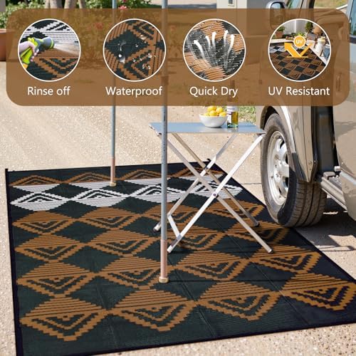 Lahome Outdoor Plastic Straw Rug, Waterproof Outdoor Rug 6x9 Camping Rug - Image 3
