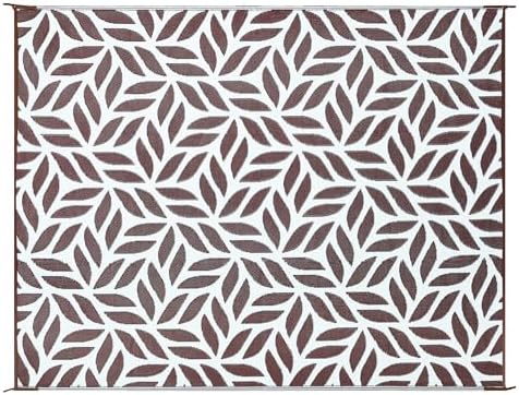 Stylish Camping 258107 8-feet by 10-feet Reversible Mat, Plastic Straw Rug, Large Floor Mat for Outdoors, RV, Patio, Backyard, Picnic, Beach, Camping - Leaf Mat (Brown/White) - Image 4