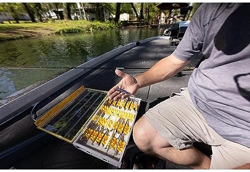 Plano Edge 3700 Vertical Jig & Spybait Box Tackle Storage, Gray and Yellow, Holds Up to 52 Vertical Baits, Rust-Resistant and Waterproof Bait Organizer Box - Image 5