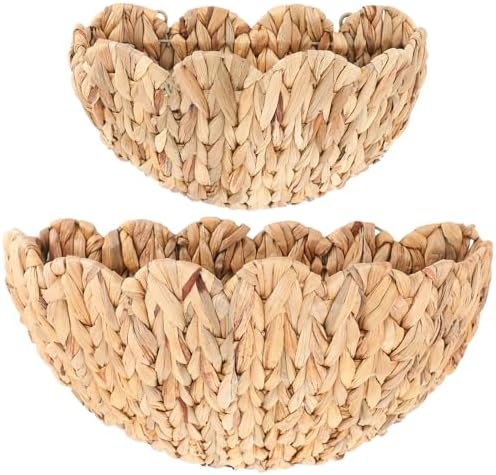 Teenyyou 2 Pack Scalloped Wicker Wall Baskets Boho Hanging Baskets by Teenyyou
