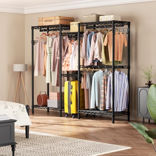 Golpart Heavy Duty Clothes Rack Metal Wardrobe with Adjustable Wire Shelves - Image 2