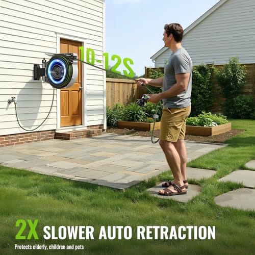 100 FT x 1/2 Inch Retractable Garden Hose Reel for Garden Watering - Image 5