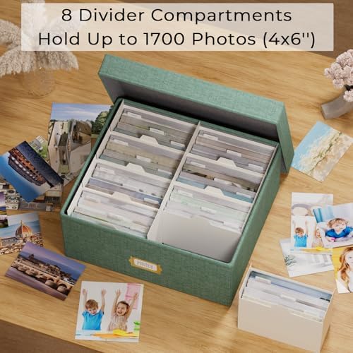 Decorative Photo Storage Box, 2 Pack Linen Photo Box Hold 1700 4x6 Pictures - Image 2
