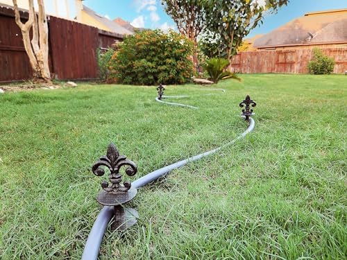 Lulu Decor, Cast Iron Garden Fleur de lis Hose Guides Antique Black, Set of 4. Strong and Decorative Hose Guide that Protects Your Plants and Provides Elegance to Your Garden. - Image 3