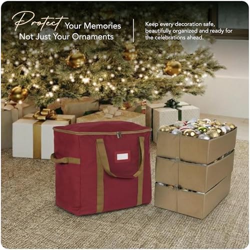 Covermates Adjustable Ornament Storage Bag, 25.5" W x 13" D x 18.5" H, Red - Image 2
