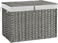 240L Wicker Storage Basket with Lid, Handwoven Rattan Large Shelf Basket with Removable Liner, 63.5 Gallon Wicker Basket for Blanket, Storage Trunk with Handle for Closet, Bedroom, Livingroom, Grey by Hiagnete