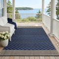 Fab Habitat Stripe Coastal Colorful Outdoor Rug - Waterproof, Crease-Free Fade Resistant, Reversible - Recycled Plastic - Patio Porch Balcony Deck Yard Garden - Montauk Navy & Sand - 5x8 ft by FabHabitat