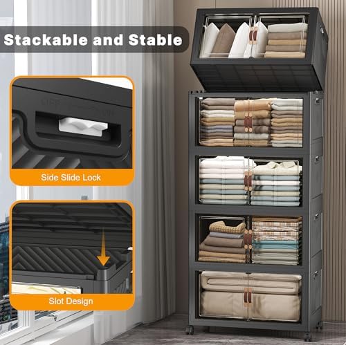 UAMFURI 600QT Stackable Storage Bins with Lids, Doors & Wheels - Image 3