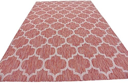Unique Loom Outdoor Trellis Collection Area Rug (7' 1" x 10' Rectangle, Rust Red/ Ivory) - Image 6