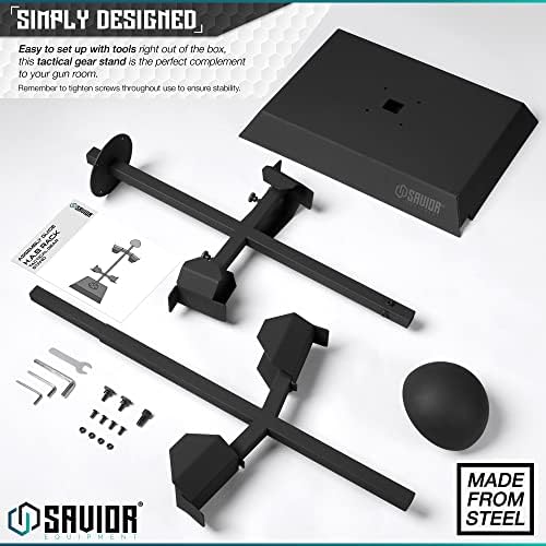 Savior Equipment H.A.B Tactical Gear Stand Helmet Vest Belt Display Rack, Military Gear Holder Plate Carrier Indoor Home Garage Free-Standing Organizer, Heavy Duty Steel Construction Hold Up To 70 lbs - Image 6