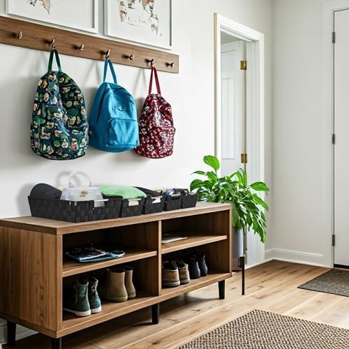 Sorbus Baskets for Organizing, Woven Storage Set (9 Piece Set, Black) - Image 6