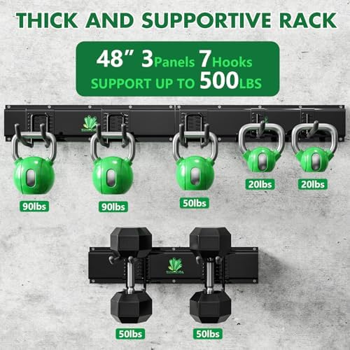 48" Garage Tool Organizer Wall Mount - 500lbs Garden Tool Organizer with Adjustable Hooks, Heavy Duty Metal Garage Storage Rack - Image 3