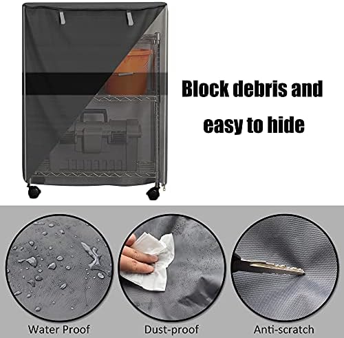 Wire Shelf Cover 36" W x 18" D x 54" H, 600D Zippered Storage Rack Cover - Image 4