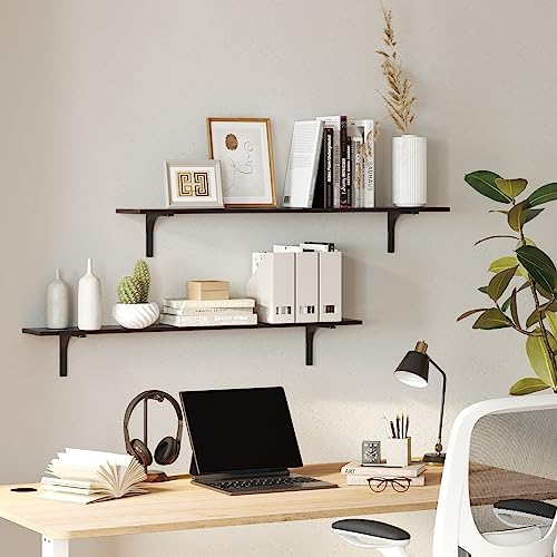 DINZI LVJ Long Wall Shelves, 55.1Inch Wooden Wall Mounted Shelves, Set of 2 - Image 7