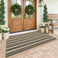 KOZYFLY 4x6 ft Brown and Black Striped Rug Front Door Rug Cotton Woven Rugs by KOZYFLY