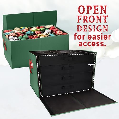 HOLDN’ STORAGE Christmas Ornament Storage Box with Dividers, Stores Ornaments up to 96 of 3 Inch Large Christmas Ball Storage Containers with 4 Trays - Green - Image 5