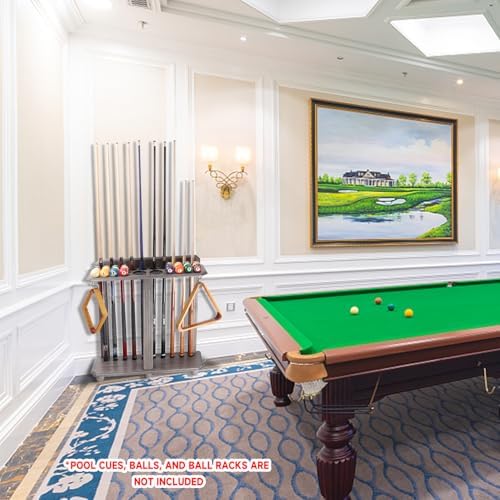 GSE Floor Stand Billiard Pool Cue Racks Only, Hold 10 Cues, Brushed Grey - Image 6