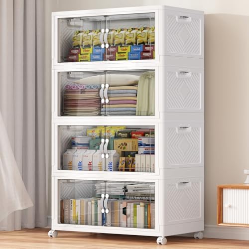 BROVIEW 400QT Large Stackable Storage Bins with Clear Doors, V20 4Pack by BROVIEW-EnjoytheArtofLife