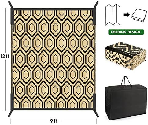 fifame 9x12 Outdoor Rug, Plastic Woven Patio Mat, Waterproof RV Camping Rug - Image 2