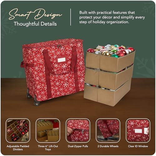 Covermates Rolling Adjustable Ornament Storage Bag, 19.25"W x 13"D x 18.5"H - Image 4