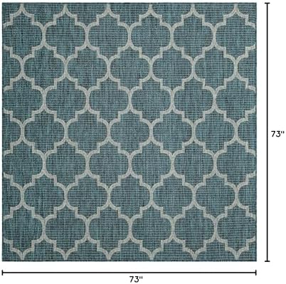 Unique Loom Outdoor Trellis Collection Area Rug (6' 1" Square Teal/Gray) - Image 2