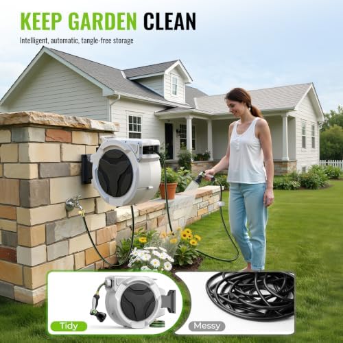100 FT x 1/2 Inch Retractable Garden Hose Reel for Garden Watering - Image 2