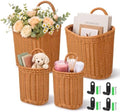 4 Pcs Hanging Wicker Wall Baskets with Hooks Woven Storage Baskets by Yiyiring