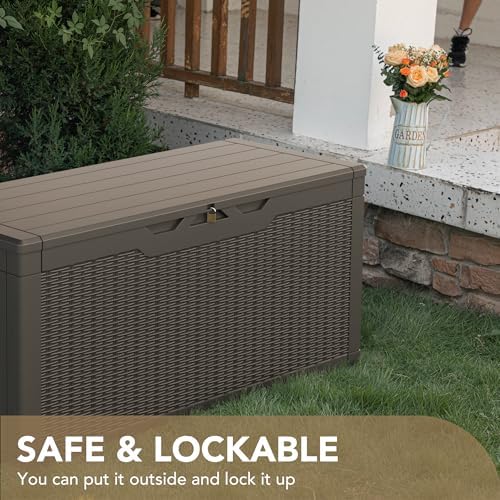 Devoko 100 Gallon Waterproof Resin Deck Box, Large Outdoor Storage Box - Image 5