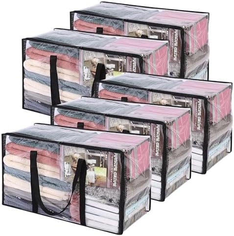 Vieshful 5 Pack Clear Clothes Storage Bags with Zipper 60L by Vieshful
