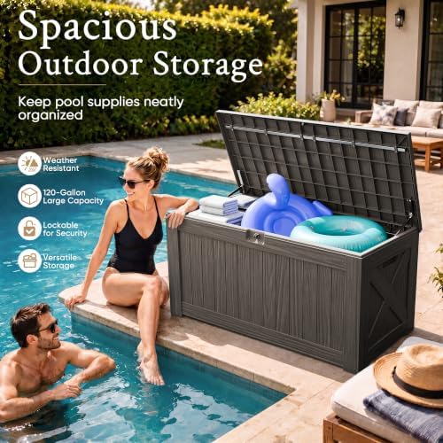 Devoko 120 Gallon Deck Box Resin Outdoor Storage Box Waterproof - Image 6