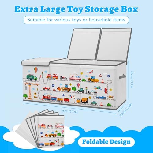 decalsweet Large Toy Box Collapsible Chest Organizer with Flip Lid for Kids - Image 2