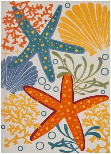 Nourison Home Aloha Multicolor 9' x 12' Area Rug - Easy Clean, Non Shedding, Bed Room, Living Room, Dining Room, Kitchen (9' x 12') - Image 4