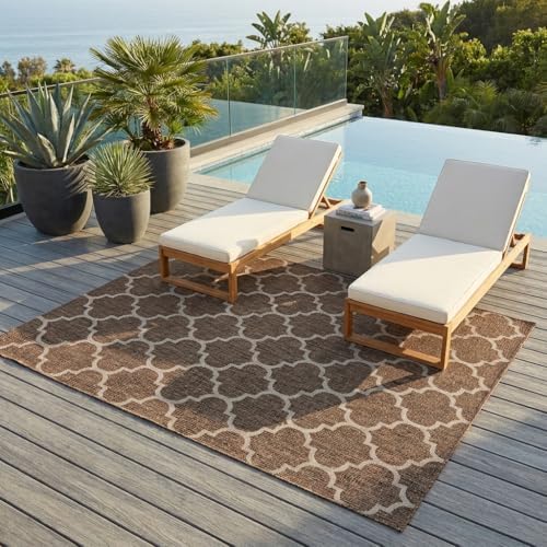 Unique Loom Outdoor Trellis Collection Area Rug (8' x 11' 4" Rectangle, Brown/ Ivory) by UniqueLoom