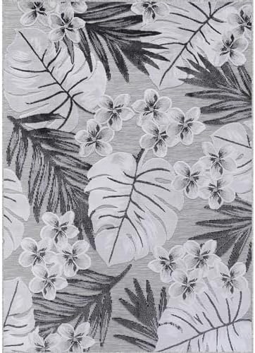 Luul Home Floral Indoor Outdoor Rugs 6x9 Large Area Rug for Living Room, Patio Decor, Kitchen, and Entryway Rug, Washable Stain Resistant Outside Carpet Gray 6 x 9 - Image 2